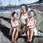 "Pili y sus amigas", óleo sobre lienzo, 22x27 cm, (1999)