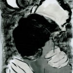 "Beso con luna turca II", óleo sobre papel, 33x23 cm, (2003)