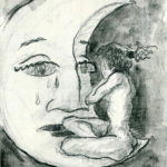 "Mujer llorando en la luna", grafito sobre cartulina, 16x11 cm, (2009)