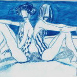 "Queta y yo en la playa", óleo sobre papel, 23x33 cm, (2007)