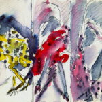 "Flamencas", acuarela sobre papel, 12x10 cm, (1985)