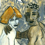 "Pareja con luna turca III", óleo sobre papel, 33x23 cm, (2003)